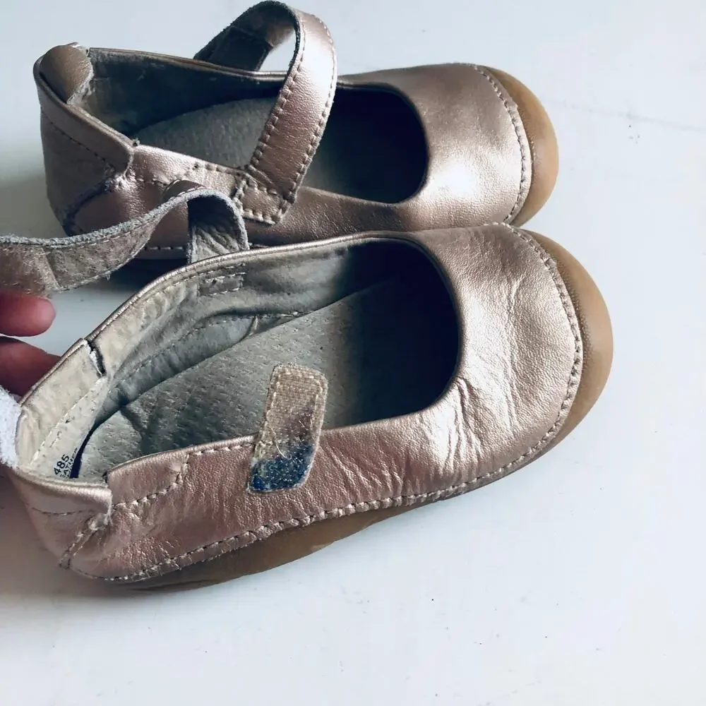 L'AMOUR 485 'Emily' Baby 7 Gold Leather Mary Jane Shoe